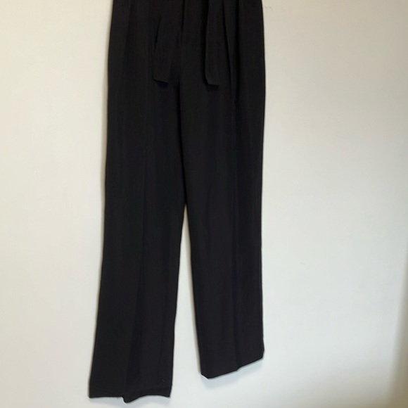 Vince Black Wide-Leg Pleated Very High Waisted Trousers Belted Pants - Picture 2 of 8